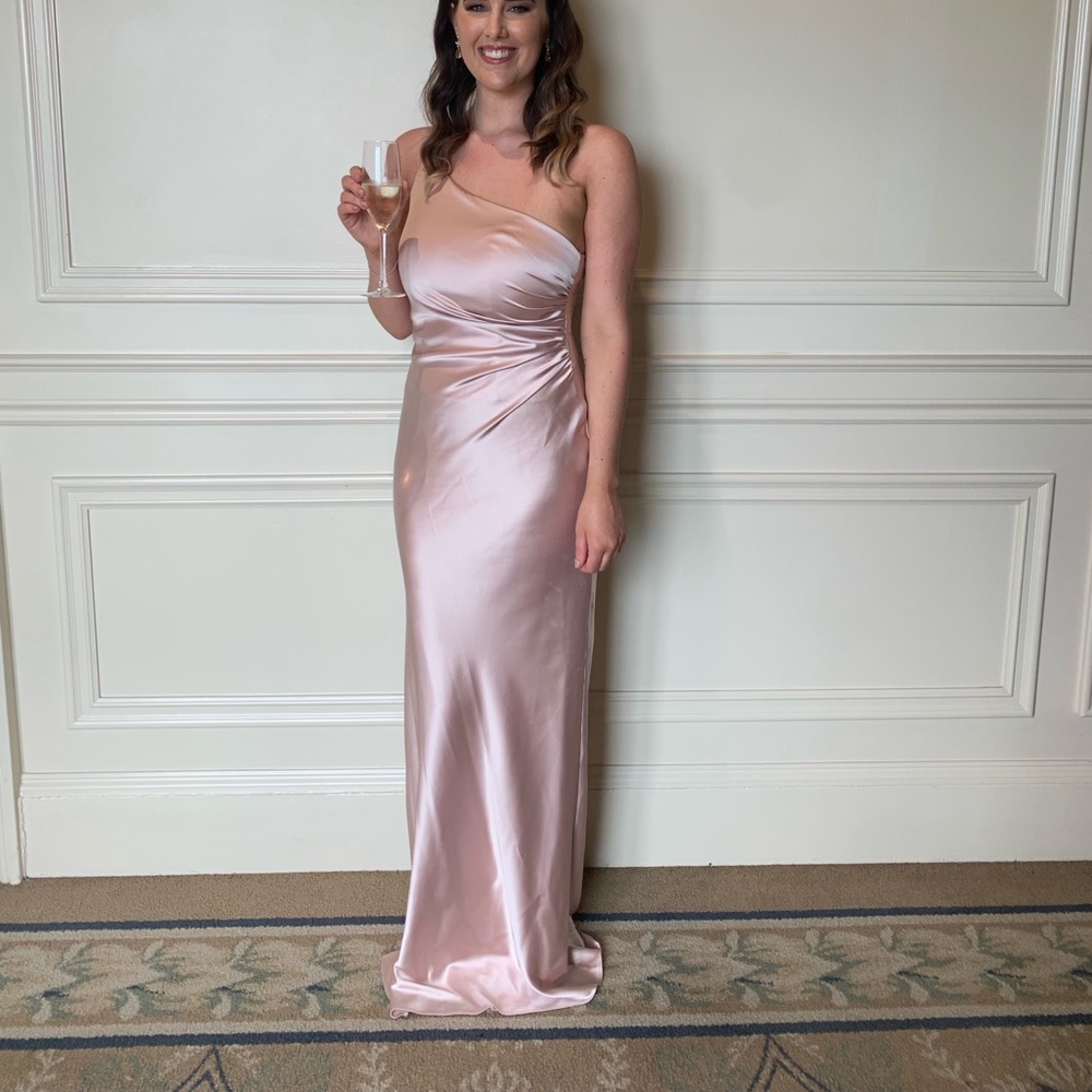 Reverly Bridesmaids Dress - Jade Satin Dress Blush